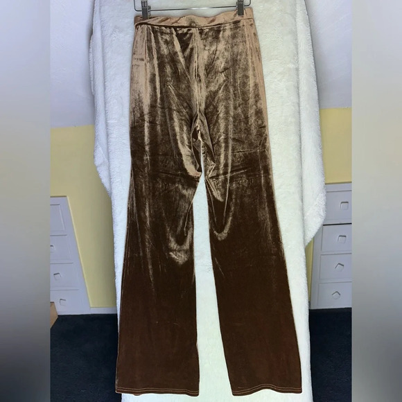 Anthropologie Sadie & Sage Champagne Problems Velvet Flare Leggings Brown Pant S - Picture 4 of 11